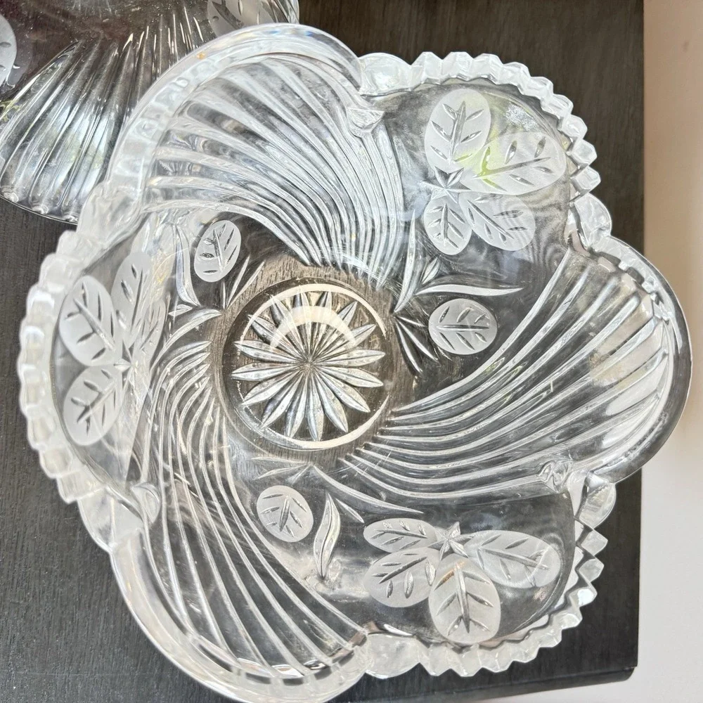 Rare Vintage Clarenbridge Irish Crystal‎ Covered Candy Bowl w/ Box